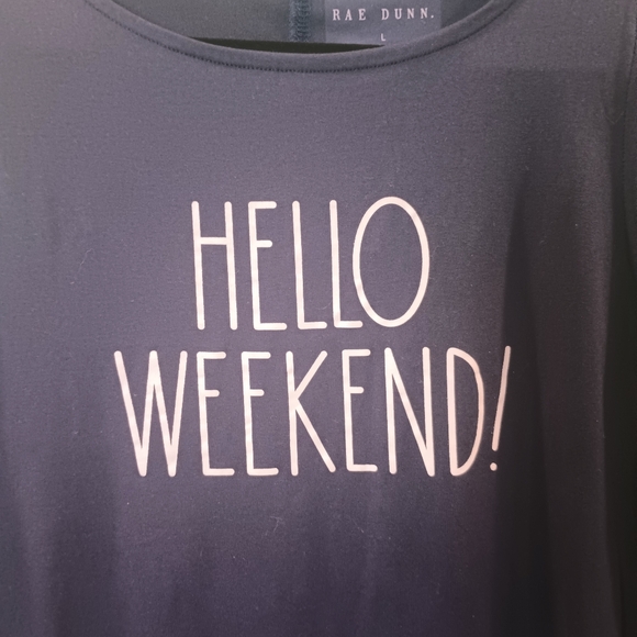 Ray Dunn Navy Blue Sleeveless Graphic Hello Weekend Tank Top Size L - Picture 4 of 6